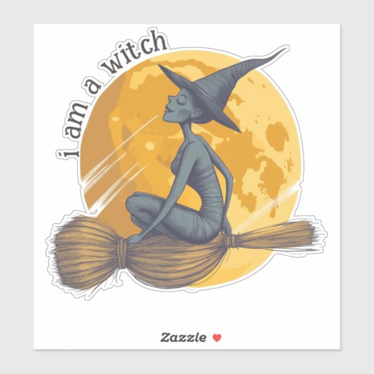 vliegende heks sticker (Vel)