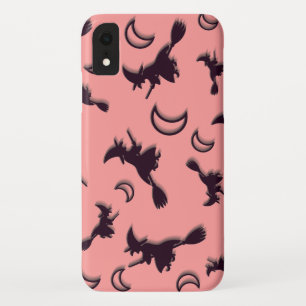 Vliegende heks tussen halve maan bij Halloween nac iPhone XR Hoesje