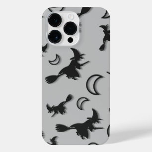 Vliegende heks tussen halve maan bij Halloween nac iPhone 14 Pro Max Hoesje