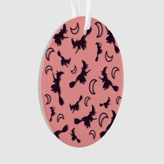 Vliegende heks tussen halve maan bij Halloween nac Ornament (voorkant)