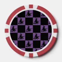 Vliegende Heks Zwarte & Paarse Geruite Pokerfiches
