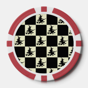 Vliegende Heksen Zwart & Geel Geruite Pokerfiches Poker Chips