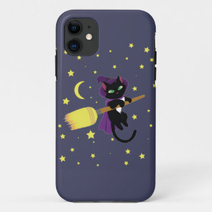 Vliegende Heksenkat iPhone 11 Hoesje