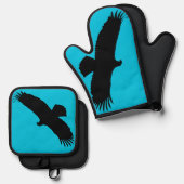 Vliegende Kale Eagle Oven Mitt & Pot Holder Set (Voorkant / Achterkant)