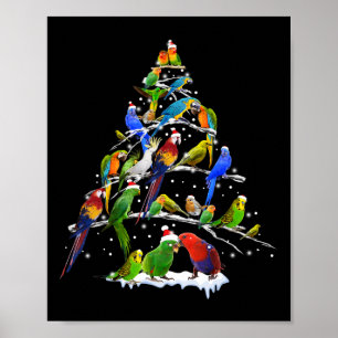 Vliegende kerstboom Funny Bird Lovers X-mas Gift Poster