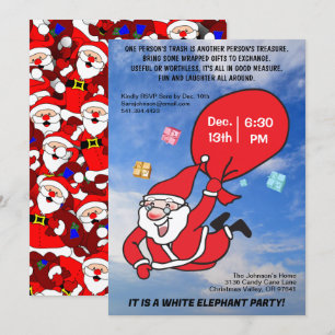 Vliegende Kerstman Blauwe Lucht Witte Olifant Fees Kaart