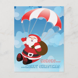 vliegende kerstman feestdagenkaart