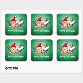 Vliegende kerstman Klassieke Square Sticker (Vel)