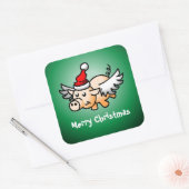 Vliegende kerstman Klassieke Square Sticker (Envelop)