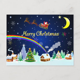 Vliegende kerstman met halve maan briefkaart