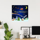 Vliegende kerstman met halve maan poster (Thuiskantoor)
