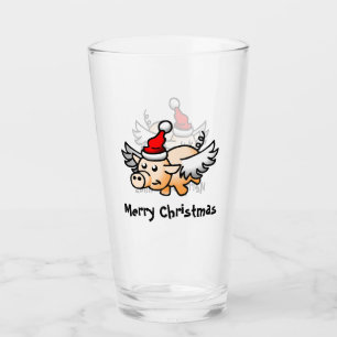 Vliegende kerstvarken Glass Tumbler