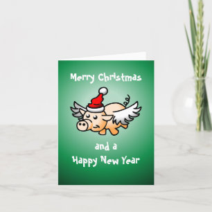 Vliegende Kerstvarken Kaart
