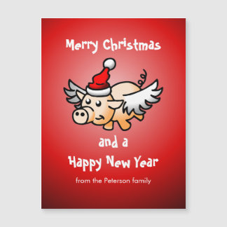 Vliegende Kerstvarken Magnetische Kaart