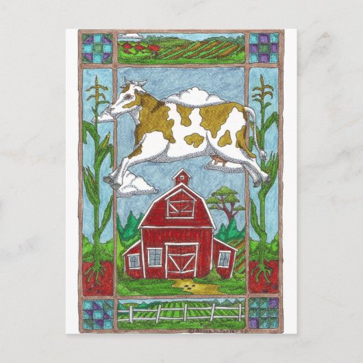 vliegende koe briefkaart (Voorkant)