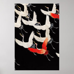 Vliegende Kraanvogels: Japanse Vogel Kimono Kunst Poster