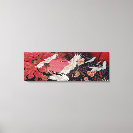 Vliegende kranen in het veld canvas afdruk (Voorkant)