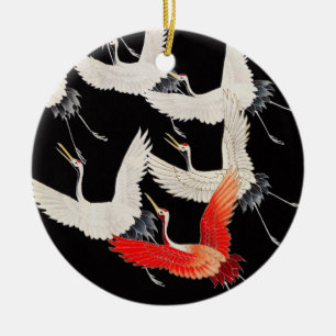 Vliegende kranen: Japanse vogel kimono kunst Keramisch Ornament