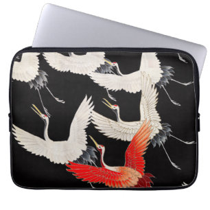 Vliegende kranen: Japanse vogel kimono kunst Laptop Sleeve