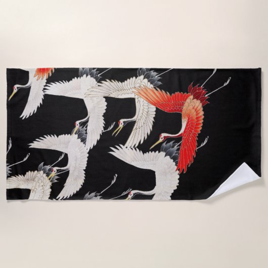 Vliegende kranen: Japanse vogel kimono kunst Strandlaken (Voorkant)