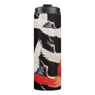 Vliegende kranen: Japanse vogel kimono kunst Thermosbeker