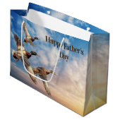 Vliegende Mallard Ducks Vaderdag Groot Cadeauzakje (Voorkant Gekanteld)