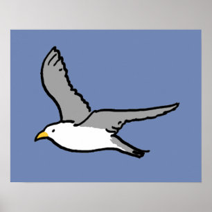 Vliegende meeuw. Een vogel in vlucht Poster