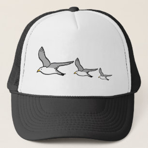 Vliegende meeuwen Illustratie op een Birdwatcher's Trucker Pet