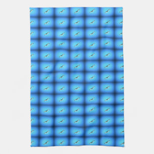vliegende meeuwen op blauwe handdoek