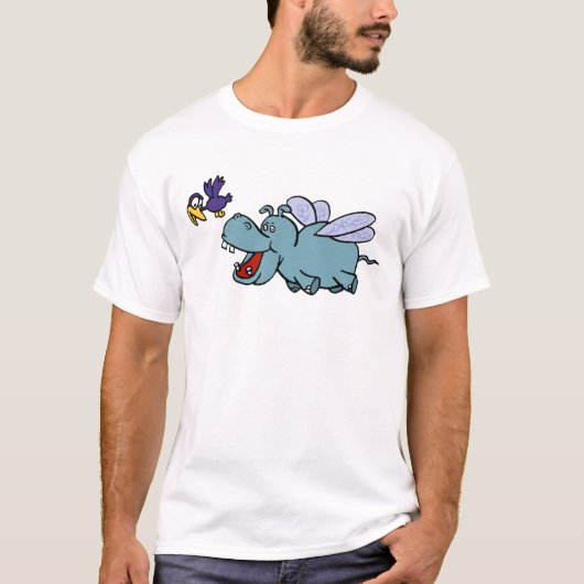 Vliegende nijlpaard & vogel t-shirt (Voorkant)