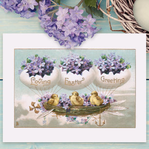 Vliegende  paaseieren en vergeet me Nots Briefkaart