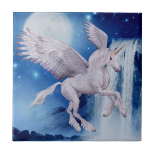 Vliegende Pegasus Unicorn Waterfall Tegeltje
