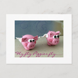 Vliegende piggies vliegen..... briefkaart