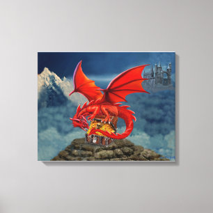 Vliegende Rode Draken Schatkist Canvas Afdruk