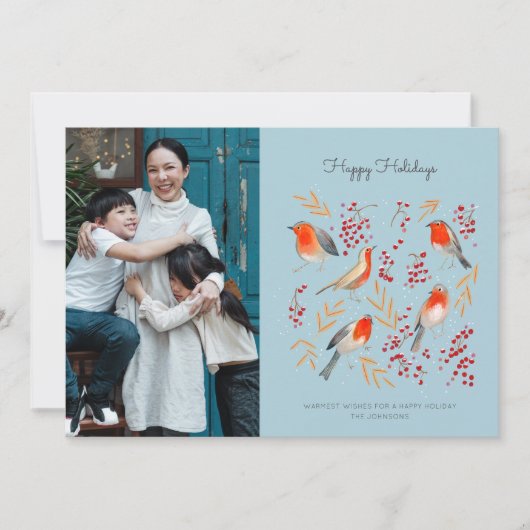 Vliegende roofvogels blauw en kerstvakantie feestdagenkaart (Voorkant)