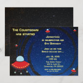 Vliegende Saucer Counterdown Birthday Invitation Kaart (Voorkant / Achterkant)
