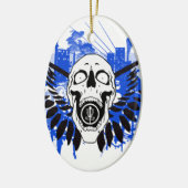 Vliegende schijf Golf schedel Keramisch Ornament (Links)