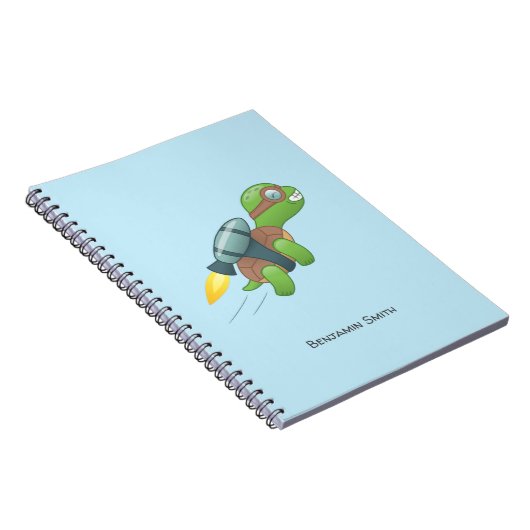 Vliegende Schildpad met een Jetpack Blue Notitieboek (Rechterzijde)