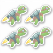 Vliegende Schildpad met een Jetpack Set van 4 Sticker (Voorkant)
