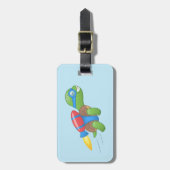 Vliegende Schildpad met een Rode Jetpack Blauw Bagagelabel (Voorkant verticaal)