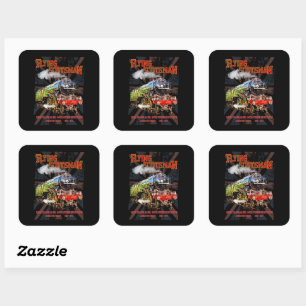 Vliegende Schot Stoomtrein Engels Locomotief Vierkante Sticker