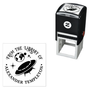 Vliegende Schotel Ruimteschip Nabij Aarde Biblioth Zelfinktende Stempel