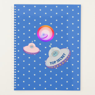 Vliegende schotels, aliens & witte sterren op luch planner