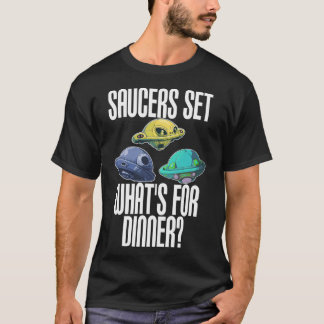 Vliegende schotels in het donker t-shirt