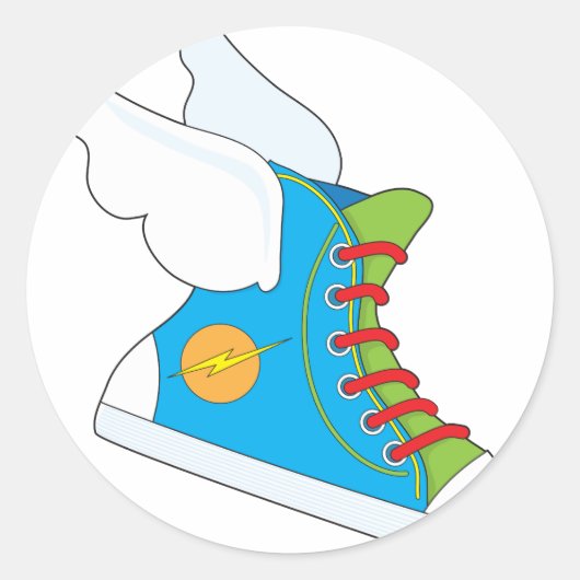 Vliegende sneaker ronde sticker (Voorkant)
