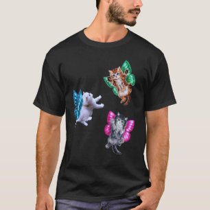 Vliegende sprookjeskatjes met vlindervleugels, sch t-shirt