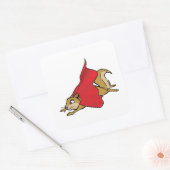 Vliegende Super Squirrel Vierkante Sticker (Envelop)