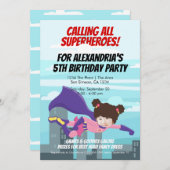 Vliegende Superheld Strips Verjaardagsfeestje (Mei Kaart (Voorkant / Achterkant)