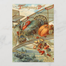 Vliegende Turkije Vliegtuig Pompoen Appel Peer Mai Feestdagenkaart