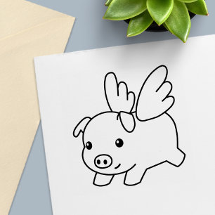 Vliegende varken - Geloof, biggetje met vleugels Zelfinktende Stempel